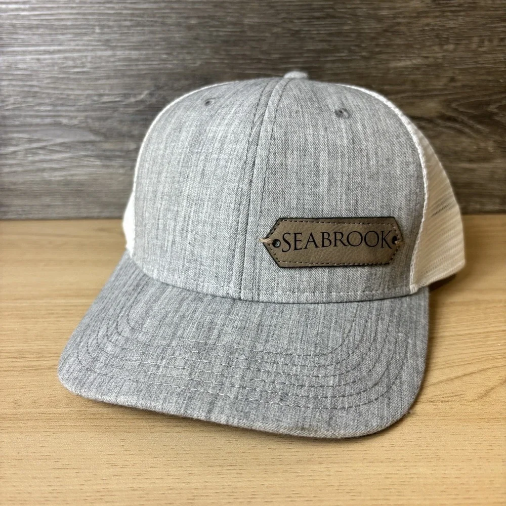 Seabrook Hat Cap Snap Back Gray White Mesh Trucker Patch Mens Legacy Casual